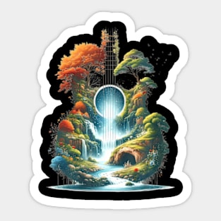 Guitar Lake Acoustic Guitar Tree By The Lake Guitarist Sticker